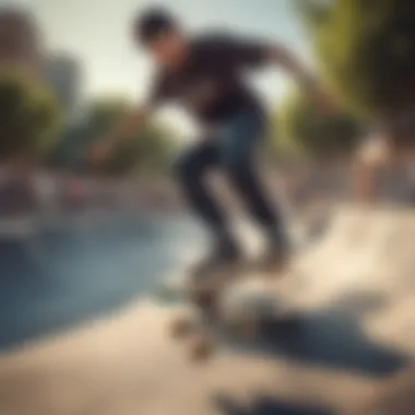 Skater executing a complex trick in a skate park