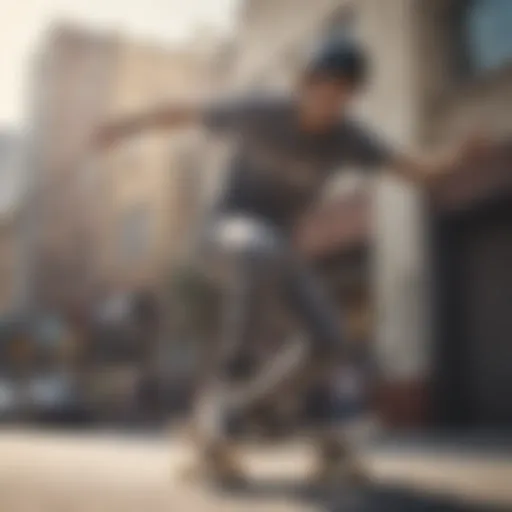 A skateboarder showcasing the flexibility of air blaster bibs while performing a trick.