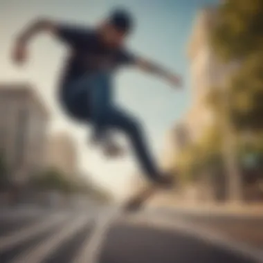 A skateboarder performing a trick in stylish DC clothing