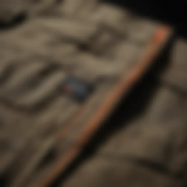 Detail of the durable fabric of Dickies cargo pants