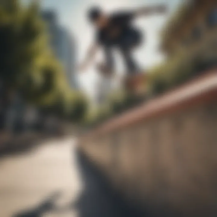 Skateboarder executing a trick on the Element skateboard rail