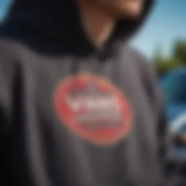 Close-up of Vans hoodie showcasing unique design and branding