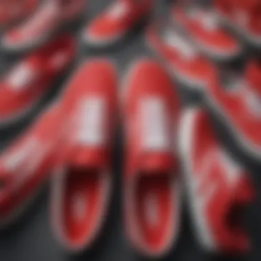 Arrangement of various Vans collaborations featuring red colorways