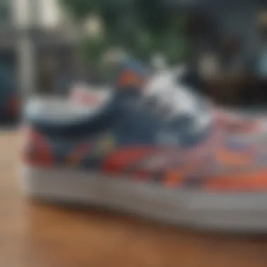 Close-up of a sneaker with unique design elements