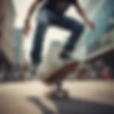 Skateboarder performing tricks while wearing alternative footwear