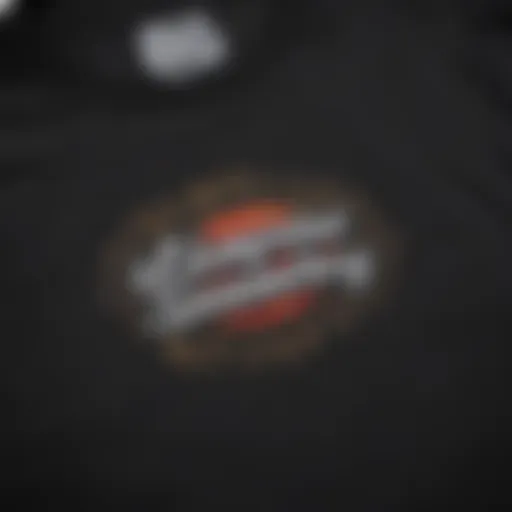 A close-up of the black Supreme shirt showcasing its iconic logo.