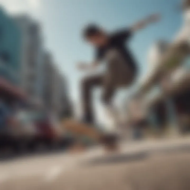 Skateboarder performing trick in low Vans footwear