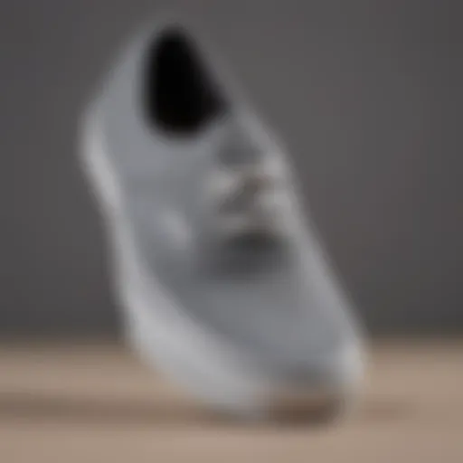 A close-up view showcasing the distinctive design features of grey Vans Authentic shoes.