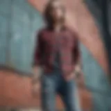 Iconic grunge outfit featuring plaid shirt and distressed jeans