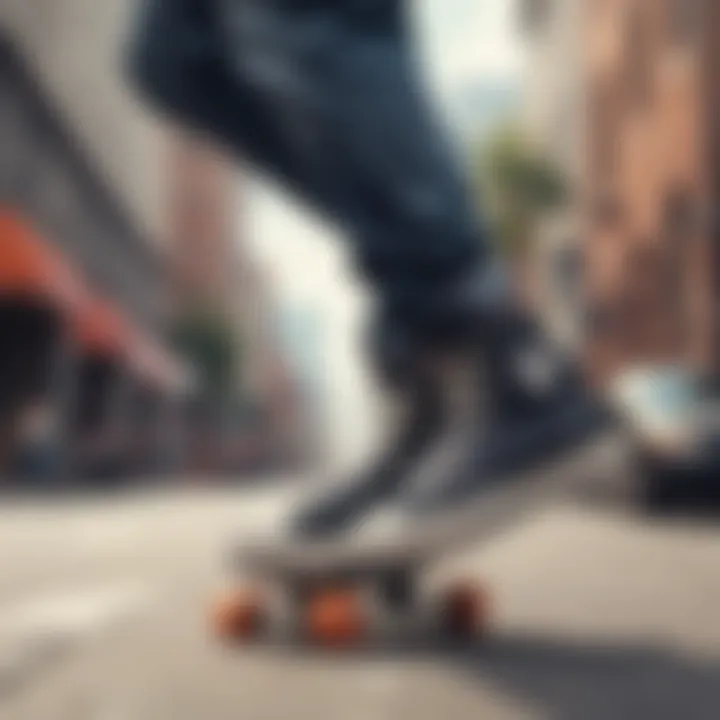 A skateboarder demonstrating the functionality of high tops