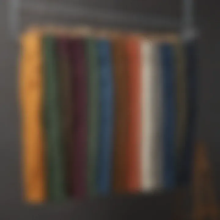 An array of colors and styles in high-waisted Dickies work pants displayed on hangers