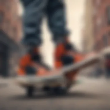 Group of skateboarders showcasing their Nike shoes in action