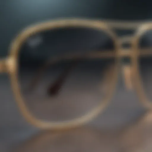 Close-up of metal Ray-Ban sunglasses showcasing their intricate design