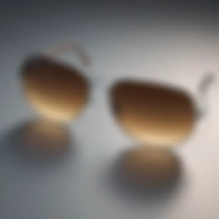 Detailed view of the material composition of metal Ray-Ban sunglasses