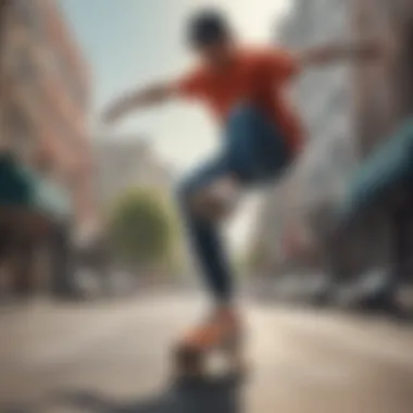 Skateboarding Action with Nike Supra Shoes Skateboarder executing a trick wearing Nike Supra shoes in an urban setting