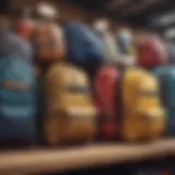 Diverse range of backpacks displayed in a retail store