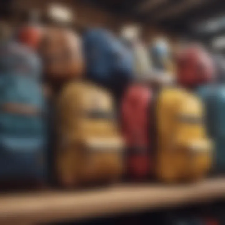 Diverse range of backpacks displayed in a retail store