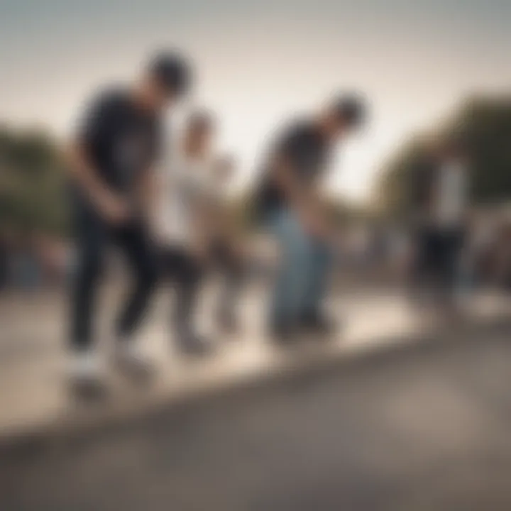 Group of skateboarders wearing Salty Brand Clothing at a skate park