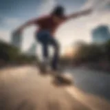 Skateboarder performing a trick at a Houston skate park