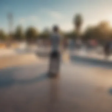 A vibrant skate park filled with skaters of all ages