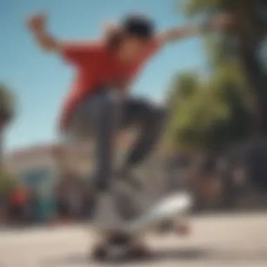 A skateboarder expressing personal style through back graphics