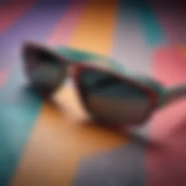 Artistic display of Pit Viper sunglasses against a colorful background