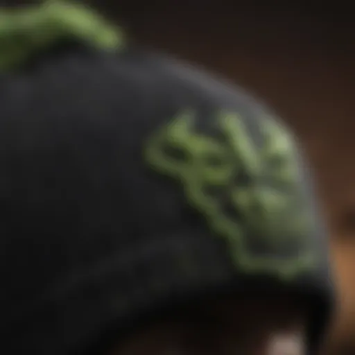 A close-up of a Monster Energy beanie showcasing its unique design and logo.