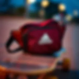 Fanny pack showcased on a skateboard