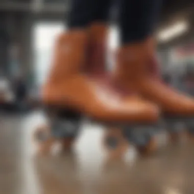 Close-up of plus size roller skate pads showcasing unique padding design