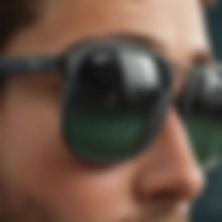 Close-up of Ray-Ban Justin Black showcasing its design features