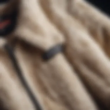 Close-up of a sherpa collared jacket showcasing fabric texture