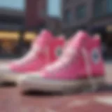 Stylish pink Converse sneakers highlighting their unique design