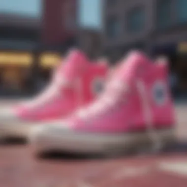 Stylish pink Converse sneakers highlighting their unique design