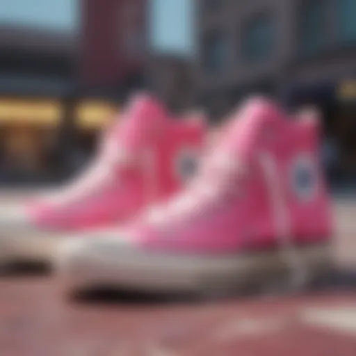 Stylish pink Converse sneakers highlighting their unique design