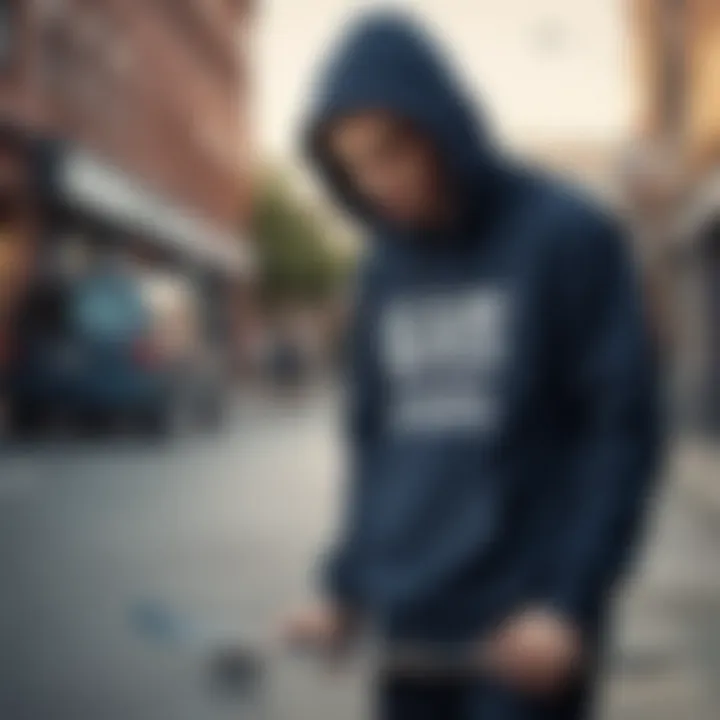 Skateboarder wearing Vans hoodie in an urban setting