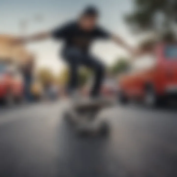 A local skateboarder in action, representing the community connected to the Vans brand