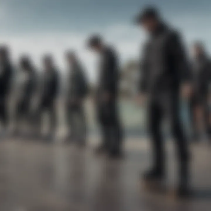 Skaters gathered in a skate park wearing black Nike clothing