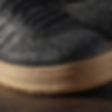 Close-up of Adidas gum bottom sole highlighting its texture and grip