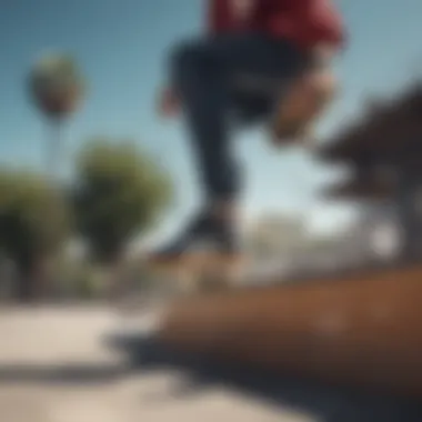 Skateboarder performing tricks wearing Adidas gum bottom shoes