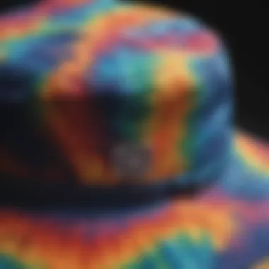 Close-up of the tie dye pattern on a boonie hat