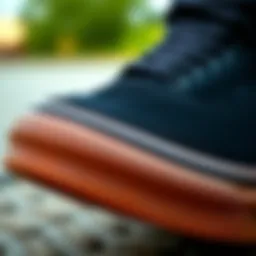 Close-up view of Vans Authentic Black Gum showcasing its texture and design