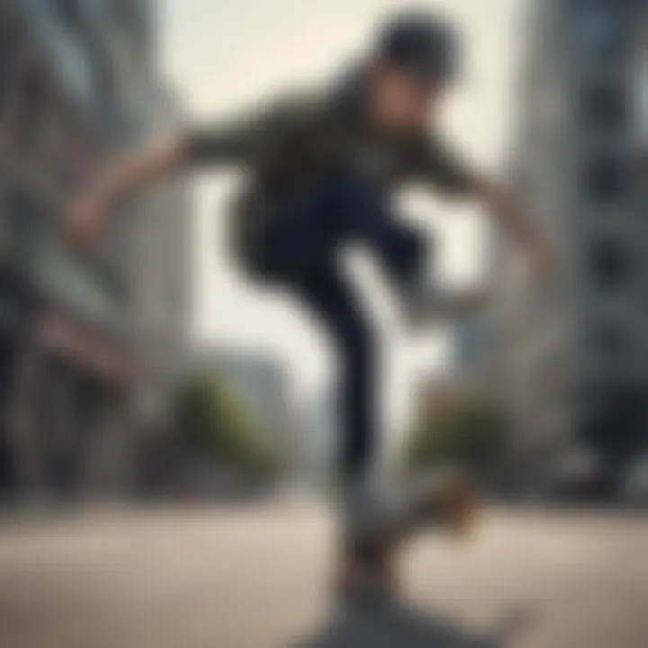 A skateboarder showcasing Vans with camo while performing a trick