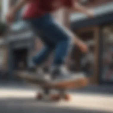 An individual demonstrating skateboarding skills while wearing Vans walking shoes.