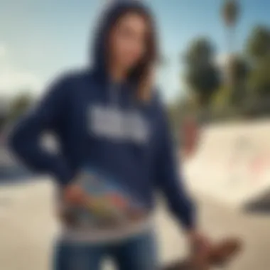 Skate Culture: Embracing the Pullover Hoodie A female skateboarder wearing a pullover hoodie in action at a skate park