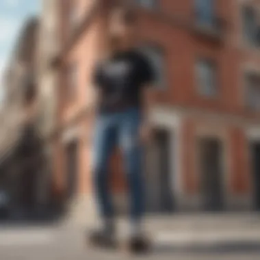 Female skateboarder wearing the adidas fanny pack in an urban setting