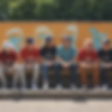 A group of friends in Vans bucket hats enjoying a day at the skatepark