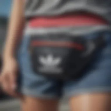 Close-up of the functional features of the adidas fanny pack