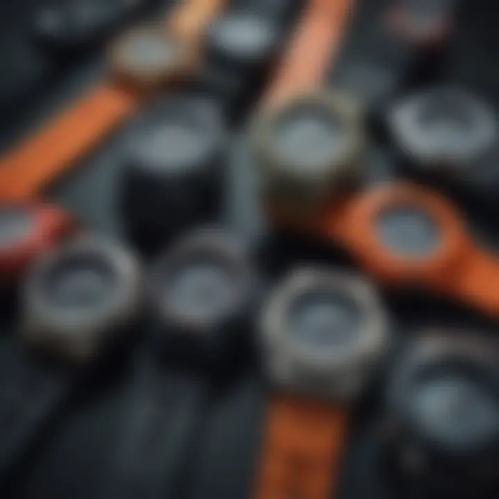 A collection of various G Shock models highlighting their diversity