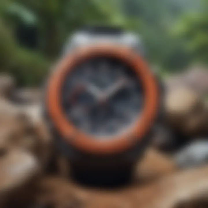 G Shock watch displayed in an outdoor adventure setting