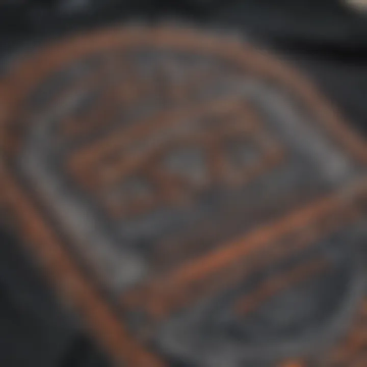 A close-up of the intricate designs on a graphic t-shirt.